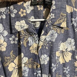 OP Blue and Cream Floral Men's Shirt